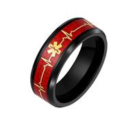 Vivaday Anello in fibra di carbonio alla moda Anelli con forma d'onda ECG Symbol | Gioielli unisex alla moda per la sicurezza e le emergenze mediche | Festa del papà/Compleanno - Taglia 12 YA5273