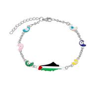 Vivaday Bracciale a catena con goccia d'olio e bandiera palestinese Braccialetti con simbolo di giustizia palestinese | Braccialetto per l'orgoglio palestinese pacifico YA5885