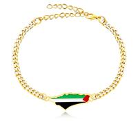 Vivaday - Bracciale con bandiera mediorientale | Bracciale con orgoglio palestinese | Braccialetti fatti a mano con la bandiera palestinese | Gioielli con ciondolo con bandiera palestinese YA5031