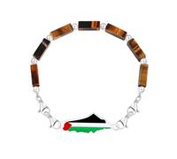 Vivaday Bracciale con catena in pietra e simbolo palestinese Braccialetti per l'unità e la libertà | Gioielli fatti a mano con bandiera palestinese del movimento per la pace YA6030