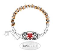 Vivaday Bracciale Emergency Info | Catena ad anello in metallo multicolore | Braccialetti con targhetta identificativa medica con incisione | Comodo gioiello in acciaio inossidabile per donna YA5541