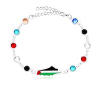 Vivaday Bracciale fatto a mano con zirconi per l'orgoglio palestinese | Braccialetto per sostenere la libertà palestinese | Gioiello con ciondolo fatto a mano con bandiera palestinese YA5214
