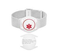 Vivaday Braccialetto di allerta medica Cinturino identificativo personalizzato in acciaio inossidabile | Leggero e morbido | Informazioni di emergenza unisex YA6080