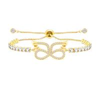 Vivaday Braccialetto eterno regolabile con fiocco e ali | Gioielli da tennis angelo custode da donna | braccialetti scorrevoli amore e romanticismo | simbolo di femminilità ed eleganza | YA4874