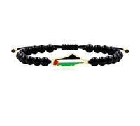 Vivaday Braccialetto fatto a mano Palestinian Pride | Braccialetto di sostegno all'indipendenza | Braccialetti con bandiera palestinese per la pace | Gioielli con catena simbolo della pace YA5213