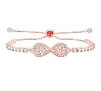 Vivaday Braccialetto tennis Infinity Bolo - Eternal Love Forever Best Friend Cubic Zirconia regolabile 13 cm + 13 cm catena estesa gioielli per anniversario, compleanno, matrimonio, festa della mamma