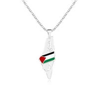 Vivaday Ciondolo con iscrizione araba personalizzata Collana con bandiera palestinese fatta a mano | Collane con simbolo di pace palestinese | Gioielli unisex mediorientali YA5138