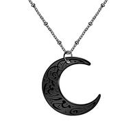 Vivaday Collana araba con luna in acciaio inossidabile nero - Collane con pendente islamiche per uomini e donne | unico di gioielli musulmani YA4979