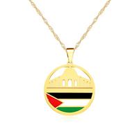 Vivaday Collana con ciondolo a forma di bandiera dell'orgoglio palestinese della moschea religiosa Collane per la pace e l'unità | Gioielli unisex del patrimonio mediorientale YA5137