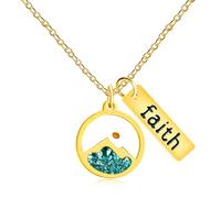Vivaday Collana con ciondolo a forma di montagna con semi di senape | Regalo religioso a tema sabbia per le donne | Collane religiose in acciaio inossidabile per cristiani | Gioielli biblici Matthew