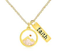 Vivaday Collana con ciondolo a forma di montagna con semi di senape | Regalo religioso a tema sabbia per le donne | Collane religiose in acciaio inossidabile per cristiani | Gioielli biblici Matthew