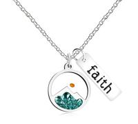 Vivaday Collana con ciondolo a forma di montagna con semi di senape | Regalo religioso a tema sabbia per le donne | Collane religiose in acciaio inossidabile per cristiani | Gioielli biblici Matthew