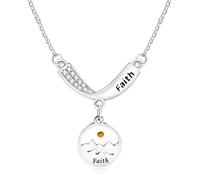 Vivaday Collana con semi di senape, regalo cristiano, collana basata sulla fede, collana in acciaio inossidabile con ciondolo a forma di V con zirconia cubica, collana con seme di fede per donne
