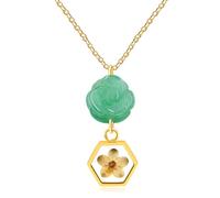 Vivaday Collana da donna con fiore di giada e semi di senape, gioielli motivazionali cristiani in acciaio inossidabile placcato oro, fede piccola come un seme di senape Matteo 17:21 per cerimonie