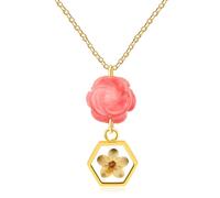 Vivaday Collana da donna con fiore di giada e semi di senape, gioielli motivazionali cristiani in acciaio inossidabile placcato oro, fede piccola come un seme di senape Matteo 17:21 per cerimonie