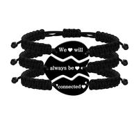 Vivaday Set di 3 Braccialetti Cuore Puzzle con Incisione Saremo Sempre Connessi - Braccialetti con Corda Nera Regolabile per Uomini Donne - Regali di Amicizia per Migliori Amici BFF