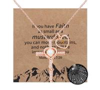 Vivaday YA4789 - Collana religiosa da donna con ciondolo a forma di cuore con croce e scritta "I Love You in 100 Language", con ciondolo a forma di semi di senape e biglietto di fede, regalo cristiano