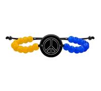 Vivaday YA5011 YA5011 - Braccialetto regolabile con perle di agata blu opaca e diaspro giallo, unisex, simbolo della pace, regalo commemorativo per uomini e donne, adjustable, Nylon, Agata