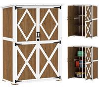 VivaGarden Armadio da Esterno / Balcone in Legno 2 Ante 116.5x57x159 cm Marrone