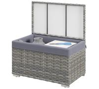 VivaGarden Baule da Giardino in Rattan PE con Rivestimento Interno in Tessuto Impermeabile 76x45x48 cm colore Grigio - 86VG0GYGRI
