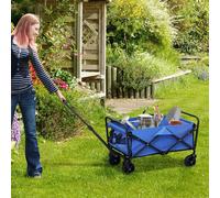 VivaGarden Carrello da Giardino 62L Pieghevole in Metallo/Oxford 76x48x86 cm Blu