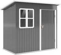 VivaGarden Casetta da Giardino 1 anta Ripostiglio da Giardino in Acciaio con Prese d'Aria Dimensioni 221x133x173 cm colore Grigio