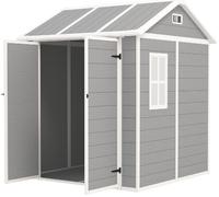 VivaGarden Casetta da Giardino 2 ante Ripostiglio da Giardino in Plastica/Alluminio Dimensioni 181x181x220 cm colore Grigio