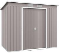VivaGarden Casetta da Giardino in Acciaio Zincato con Tetto Inclinato, 2 Ingressi e Prese d'Aria 213x130x172 cm colore Grigio - U5430LG