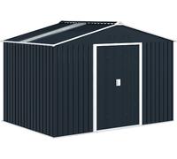 VivaGarden Casetta da Giardino Porta Attrezzi in Acciaio con Tetto Inclinato e 2 Porte Scorrevoli 277x195x192 cm colore Grigio Scuro - R5213CG