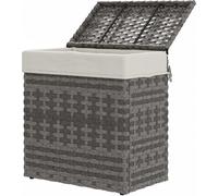 VivaGarden Cesta Contenitore da Giardino e Casa in Rattan con Tessuto Interno 57x34x62 cm colore Grigio - A480GGAO65