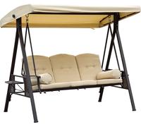 VivaGarden Dondolo da Giardino 3 Posti con Tettuccio Parasole e Portabicchieri in Metallo/Poliestere Dimensioni 280x120x172 cm colore Beige