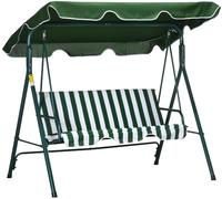 VivaGarden Dondolo da Giardino 3 Posti con Tettuccio Parasole in Acciaio/Poliestere Dimensioni 172x110x153 cm colore Bianco/Verde