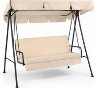 VivaGarden Dondolo da Giardino 3 Posti con Tettuccio Parasole in Metallo colore Beige - Twist