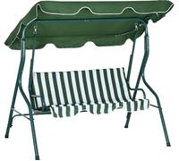 VivaGarden Dondolo da Giardino 3 Posti Parasole 170x110x153 Verde/Bianco