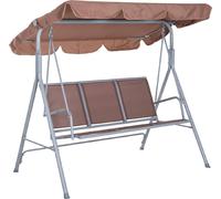 VivaGarden Dondolo da Giardino 3 Posti Parasole 170x112x153 Marrone/Argento