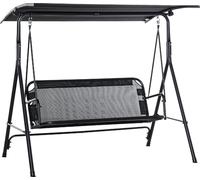VivaGarden Dondolo da Giardino 3 Posti Tettuccio Parasole 172x110x155 cm Nero