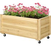 VivaGarden Fioriera per Esterni in Legno con Foro Drenaggio e Rotelle 89x48x47cm