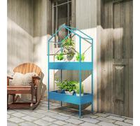 VivaGarden Fioriera per Esterni in Metallo con Gancio 75x35x150 cm Blu e Verde