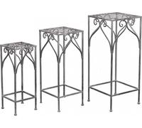 VivaGarden Fioriere da esterno set 3 pezzi in metallo Bianco ossidato