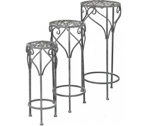VivaGarden Fioriere da esterno set 3 pezzi in metallo Bianco ossidato