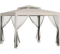 VivaGarden Gazebo da Giardino 3x3 mt in Metallo/Tessuto con Doppio tetto e Zanzariere colore Beige