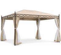 VivaGarden Gazebo da Giardino 3x4 mt in Acciaio/Tessuto con Tende colore Beige