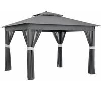 VivaGarden Gazebo da Giardino 6x3 mt Acciaio/Tessuto Tende Grigio