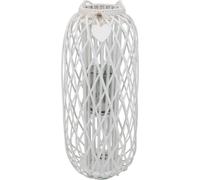 Milani Home s.r.l.s. Lanterna in Vimini Bianca Diametro 39x95 per Interno E Esterno, Portico, Porta Candela, Porta Fiori, Giardino Decorazioni