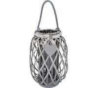VivaGarden Lanterna in Vetro e Vimini cm Top ø 15x66 h-Centrale ø 30x56 Grigio