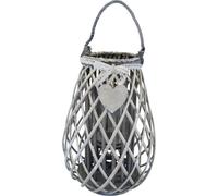 VivaGarden Lanterna in Vetro e Vimini cm Top ø 16x40 h-Centrale ø 28x40 Grigio