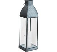VivaGarden Lanterna Matera Piccola in Vetro e Metallo 12x12x41 cm Grigio LA80207