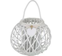 VivaGarden Lanterna Wolf Vetro Vimini cm Top ø 20x40 h-Centrale ø 49x40 Bianco