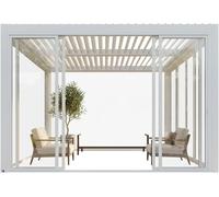 VivaGarden Laterale in Vetro per Pergola 4 Porte e Profilo Alluminio 4 m Bianco