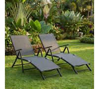 VivaGarden Lettino Prendisole da Giardino Set 2 Lettini 64x134x95 Nero